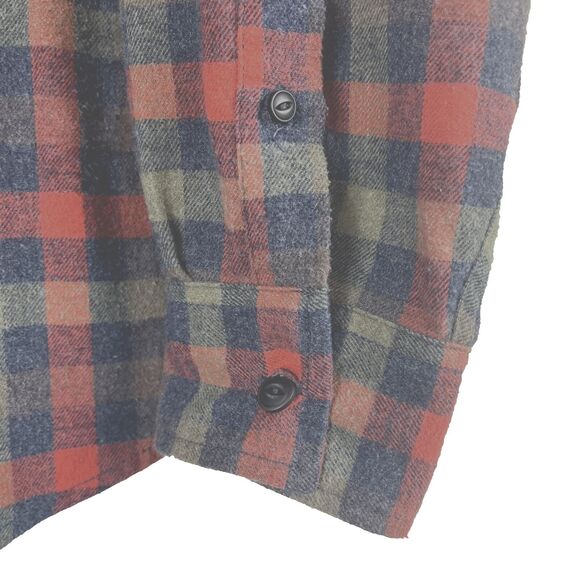 Plaid Button down Flannel Shirt Mens SZ XL muted Red Gray Med weight - Picture 8 of 14